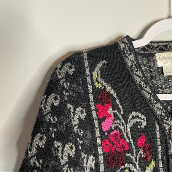 Vintage Christy Lewis Floral Embroidered Button Down Cardigan - Picture 2 of 6